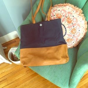 Hearth and Home Denim Leather Tote- Joanna Gaines